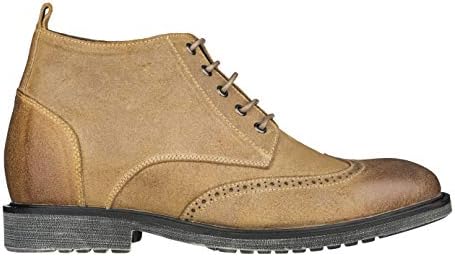 CALTO Men's Invisible Height Increasing Elevator Shoes - Light Brown Premium Leather Lace-up Lightweight Wing-tip Work Boots - 3 Inches Taller - S3652 - Size 10 D(M) US | Image 1