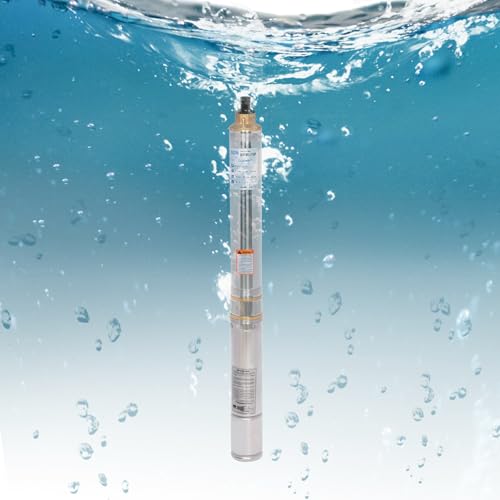 Pompe de puits profond | Pompe submersible 750 W Max 6300 L/H Hauteur de refoulement 70 m | Pompe de puits avec corde de levage de 20 m Pompe tubulaire en acier inoxydable pour irrigation