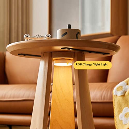 Table Basse Moderne et Ronde en Bois avec Étagère de Rangement - 5
