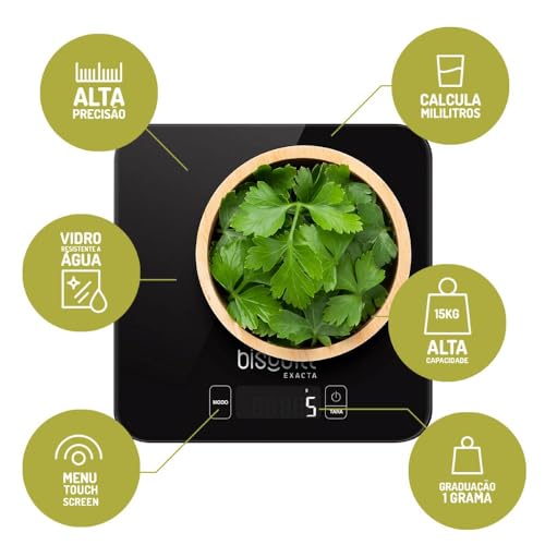 Balança De Cozinha Digital Biscuitt Exacta Até 15kg Glass