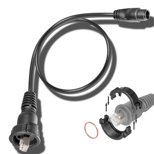 Image of Marine Network Adapter Cable Black Small (male) to Large RJ-45 Connector Compatible with Panoptix LiveScope System, GC 200 Marine IP Camera, GLS 10 Sonar Module,GMR Fantom 54 56 124 126 254 256