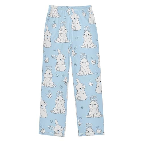 Bunny and Bird Boys Long Pants Soft Trousers Elastic Waist Kids Lounge Bottoms with Pockets S-XL