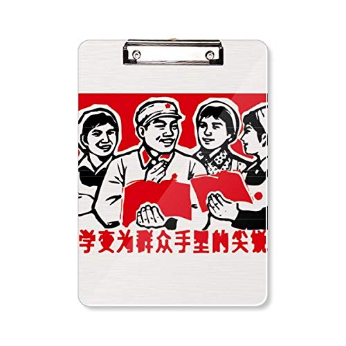 Porte-bloc A4 Soldier Woman rouge rigide avec pince métallique de bureau