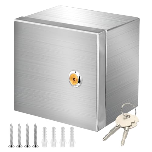 CHENGPI Edelstahl 304 Wasserdichter Schaltschrank Innen/Anschlusskasten Rostfreier Technikkasten mit Schloss,Verteilerkasten Außen Wasserdicht 160 * 130 * 120MM