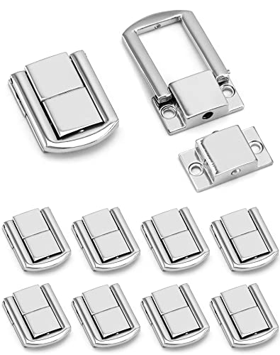 QWORK® 10Stk Spannverschluss, Edelstahl Verschluss Kistenverschluss für Toolbox Truhe Case Box - Silber