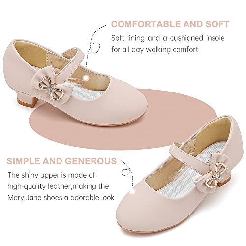 Image of Dufannie Girls Dress Shoes Princess Flats Heels for Toddler Little Big Kids