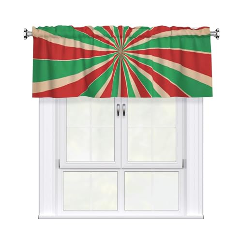 Green Rays Cantonnière de fenêtre avec passe-tringle, rideau occultant rétro à étages courts pour salon, chambre à coucher, cuisine, 117 x 45 cm
