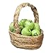 Dollhouse Green Apples in Woven Basket Miniature Fruit Kitchen Shop Accessory