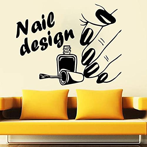 NSRJDSYT Nail Design Sticker Mural Salon De Beauté Art Nail Salon Manucure Décoration Intérieure Vinyle Stickers Muraux Fenêtre en Verre Mural 56x78cm Cover