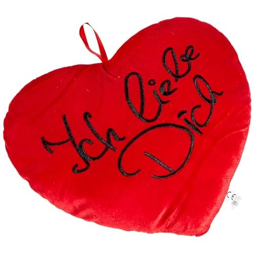 Out of the blue Rotes Plüschherz Ich Liebe Dich ca. 35 cm - Das Herzkissen für Partner - Für Männer & Frauen - Die Kuschelkissen-Geschenkidee für Hochzeit, Valentinstag & Verlobung