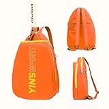Mochila Para Raquete de Beach Tennis Bolsa Raqueteira Porta Raquete Tenis Padel Squash Frescobol Alça Dupla Com Zíper Acolchoada (Laranja)