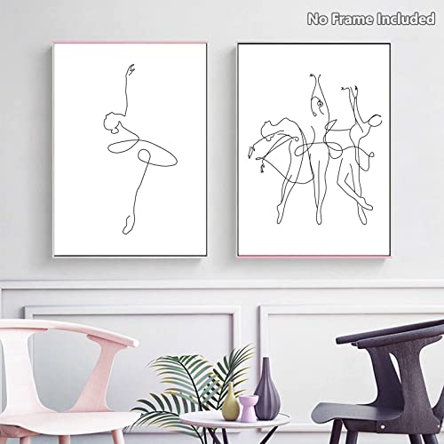 Feoftie Line Art Wall Decor Women Wall Art Black And White Artwork For Walls Ballerina Wall Art Wall Art For Girls Bedroom Minimalist Wall Decor Line Art Posters For Girls Room 12X16 Inchx2 Unframed #TOP2