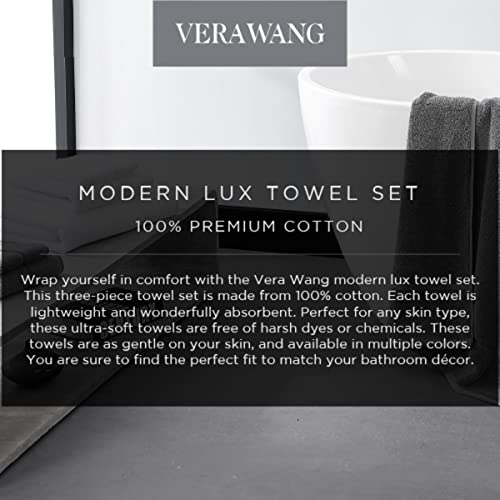 Vera Wang Bath Towels Set Luxury Cotton Bathroom Decor, Highly Absorbent & Low Linting, 6 Piece, Charcoal - Image 3