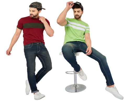 Image of Ben Martin Men's Slim Fit Mid Rise Pack of 2 Stretchable Casusal Denim Combo Jeans Pant, CMB-AU24