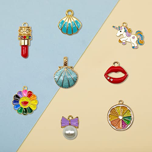 Janmin 60Pcs Charms Pendants, Assorted Gold Plated Enamel Charms Pendants For Jewelry Making Bracelet Necklace Earrings Bangles, Diy Art Craft, (Ca-Jam-0004) #TOP1