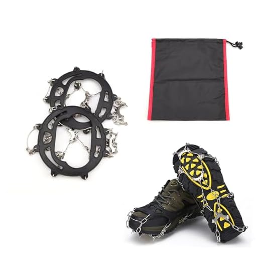 BUDPSI Ramponi da Ghiaccio 2 Pezzi, Acciaio Manganese 8 Denti Ramponcini, Antiscivolo Resistente, TPR Ramponcini Neve, Elevata Tenacità, Antigelo, Utilizzato Strade Scivolose Come Ghiaccio e Neve
