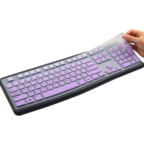 Silicone Keyboard Cover for Logitech K120 & MK120 Ergonomic Desktop USB Wired Keyboard, Logitech K120 & MK120 Keyboard Protective Skin US Layout (NOT Fit Other Model)-OmbrePurple - Thumbnail 2