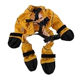 Cabilock 冬用防水犬用靴 ブーツ付き冬用犬用スーツ PU素材 強力グリップソール 反射機能付き きいろ色 小型犬の屋外冒険やランニングに最適な防寒レギンス