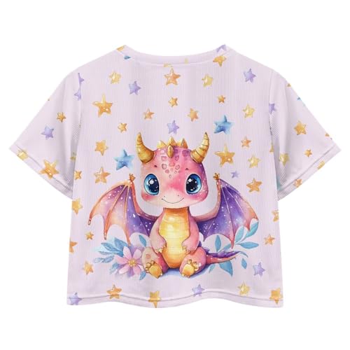 Image of Girls Fashion Crewneck Tee Shirts Casual Short Sleeve Crop Top Summer Outfits 5-14 Years Old