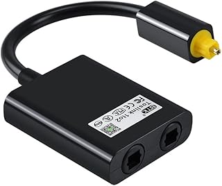 Homesen 1 a 2 adaptador de áudio digital divisor de cabo óptico de fibra óptica adaptador de áudio de fibra óptica distribuidor adaptador preto