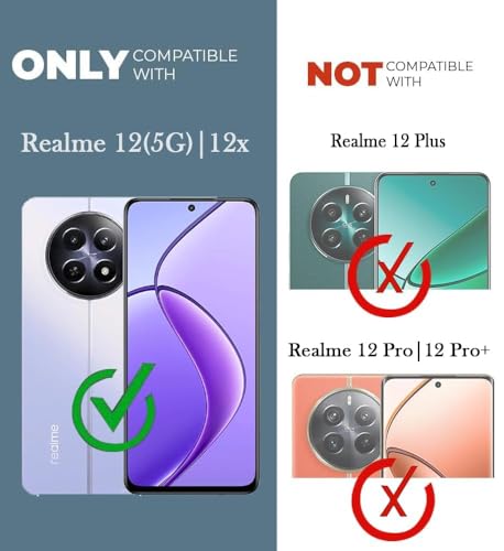 Image of Jkobi Back Cover Case for Realme 12 | Realme 12X (Shockproof with Polycarbonate Clear Panel | Professional Black)