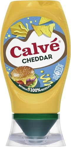 Calvé Salsa Cheddar, Formato 250 ml, Salsa Cheddar Calvé con Ingredienti di Prima Qualità, Ideale per Hamburger e Patatine, Nachos e Altri Snack