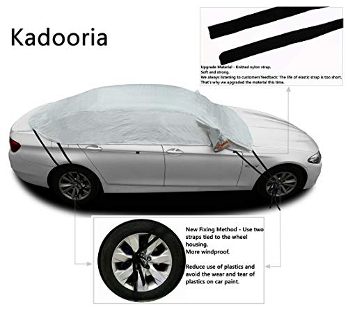 Kadooria Safe View Half Car Cover Top Waterproof/Windproof/Dustproof/Windshield Cover Snow Winter Summer (Sedan 3Xl) #TOP1