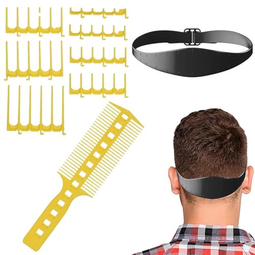 Hair Cutting Guide | Hair Cutting Kit Pro Clippers for Men Professional | Fade Comb Band Template Comb Teeth Accessories for Perfect Neckline Shave