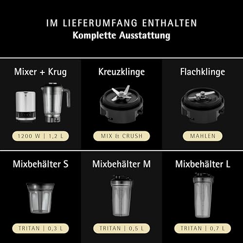 Foto von WMF Kult Pro Multifunktionsmixer Hochleistungsmixer, 30.000 U/min, Smoothie Maker, Standmixer, Ice-Crush Funktion, 4 Mixbehälter inkl. ToGo-Verschluss