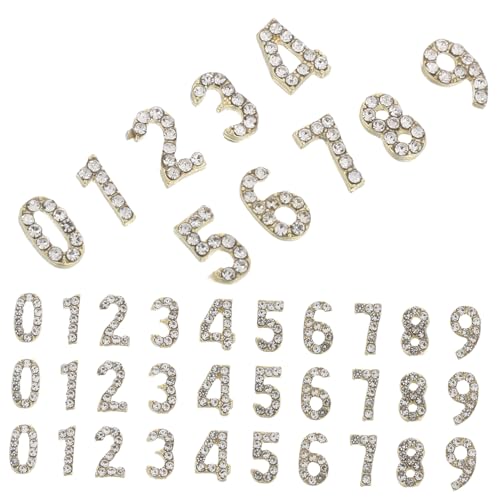 KESYOO 100個ネイルチャーム 数字デザイン ラインストーン使用 アイアン製 フラットバック ネイルアート装飾 マニ 向け ラグジュアリー輝き