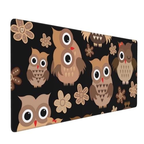 Tapis de souris grand format ordinateur hiboux 40x90 base caoutchouc - 2