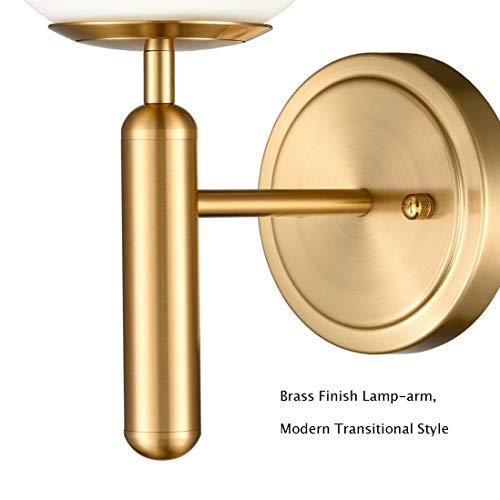 Diryzon Eul Mid-Century Bedroom Sconce Globe Vanity Wall Light In Brass Finish #TOP5