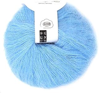 26g/Roll Soft Angora Mohair Yarn Long Wool Knitting Yarn with A Crochet for Garments Scarves Sweater Shawl Hats and Craft Projects(light yellow)