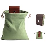 Material de primera calidad: Estas bolsas de forrajeo de lona están hechas de cuero sintético y lona encerada a mano, que es duradera y se puede aplicar durante mucho tiempo; con características resistentes al desgaste y a la suciedad.