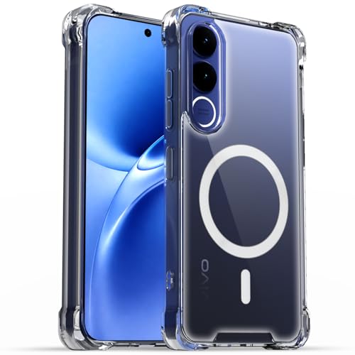 Image of Pikkme Back Cover for Vivo V70 FE 5G Mag-Safe Shockproof PC + TPU Protective Case Magnetic Support Bumper Case (Transparent Mag-Safe)