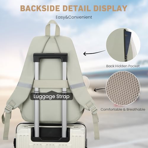 Image of WINDARS School Backpack for Teen Girls, Cute College Backpacks for Women Students Aesthetic Bookbag Large 15.6 Inch Laptop Bag Middle School Travel Back Pack (Beige-Green-Dark Olive Green)