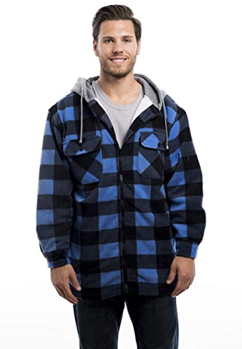 Image of TrailCrest Men's Warm Sherpa Lined Hoodie Fleece Shirt Jacket, Classic Zip Up Buffalo Plaid (Regular and Big & Tall Sizes)