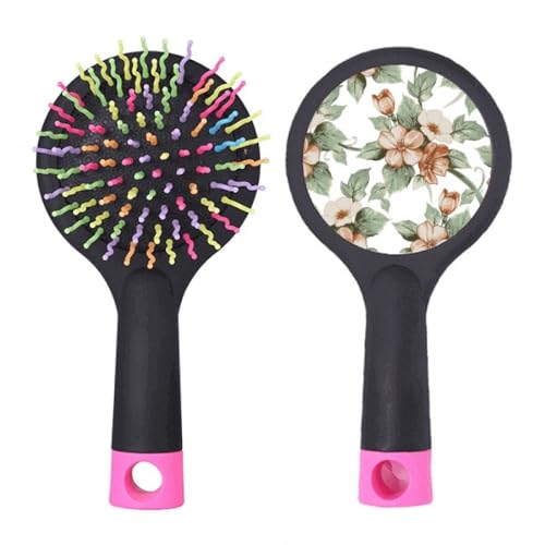 Brosse à cheveux démêlante en rotin avec coussin pneumatique anti-nœuds