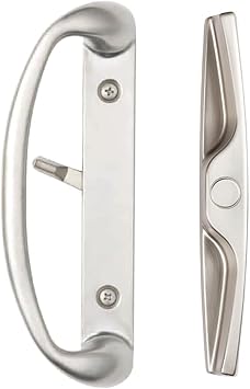 Rockwell Security Euro Sonoma Patio Sliding Door Handle Set in Brushed Nickel Fits 3-15/16 Inch Screw Holes for Residential Doors 1-1/2 Inch to 1-3/4 Inch Thick