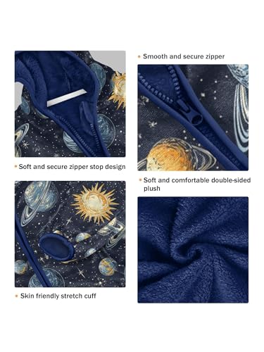 Planets Universe Girls Fleece Jacket Girls Fall Jacket Boys Coats Zip Up Hoodie Children Sherpa Warm Outerwear 2-10T3