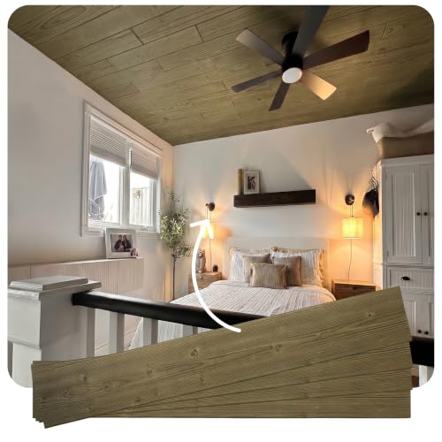 À LA MAISON CEILINGS Faux Wood Ceiling Planks, Light Walnut, 39x6 in
