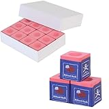 Kmise Professional Pool Cue Chalk, 12 Cubs / 48 Cubs, with Storage Box, Fine Powder, 4 Colors, Billiard Cue Chalk Suitable for Each Cue Tip Size (Pink, 12 Pack)