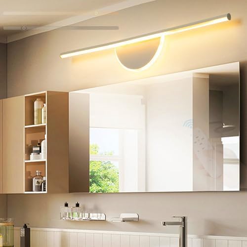 RKYRRKI Lámpara de pared LED regulable, moderna e impermeable para espejo de baño con control remoto, aplique de pared de aluminio para dormitorio, pasillo, maquillaje y decoración de armario