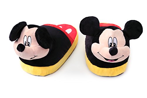 Stompeez Animated Mickey Mouse Plush Slippers - Ultra Soft and Fuzzy - Ears Flap as You Walk - Medium
