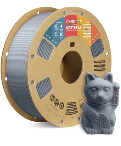 Image of OVERTURE PLA Matte 3D Printer Filament 1.75mm, Matte PLA 1kg Cardboard Spool (2.2lbs), Dimensional Accuracy + /- 0.02 mm (Matte Light Gray)