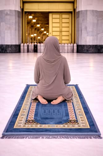 Image of Janamaz Prayer Mat Turkey Soft Velvet Namaz Mat, Janimaz Namaz Aasan, Islamic Prayer Rug for Salah 70x110 CM Printed Grey3