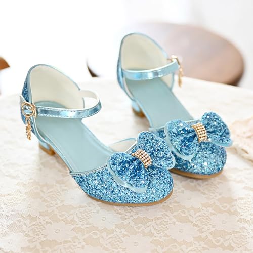 Girls Rhinestone Bow Closed Toe Sequin PU Shoes High Heel Shoes Wedding Prom Party Girls Sandals Heels3
