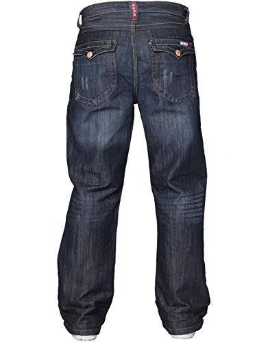 APT Mens Basic Blue Bootcut Wide Leg Flared Work Casual Jeans Big Sizes Dark Wash 42 W X34