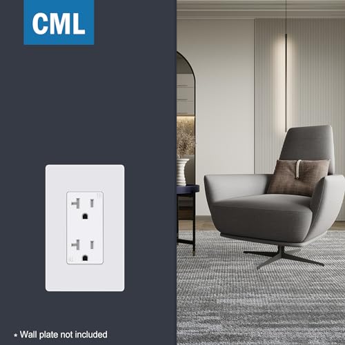 Image of CML 50 Pack 20 Amp Receptacle Outlet with Tamper Resistant (TR), UL Listed | Decorator Standard Electrical Outlets, 20A /125V, 2-Pole 3-Wire, for Home, Commercial and Electricians Use, Matte White