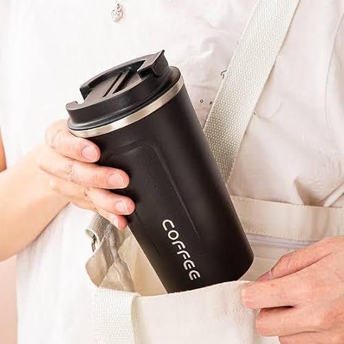 Coffee Travel Mug, 17 Oz Insulated Tumbler Leakproof Lid Thermal Vaccum Coffee Mug Stainless Steel Double Wall Reusable Coffee Cup For Hot Cold Coffee Tea Drinks In Travel Car Camping (Black) #TOP2